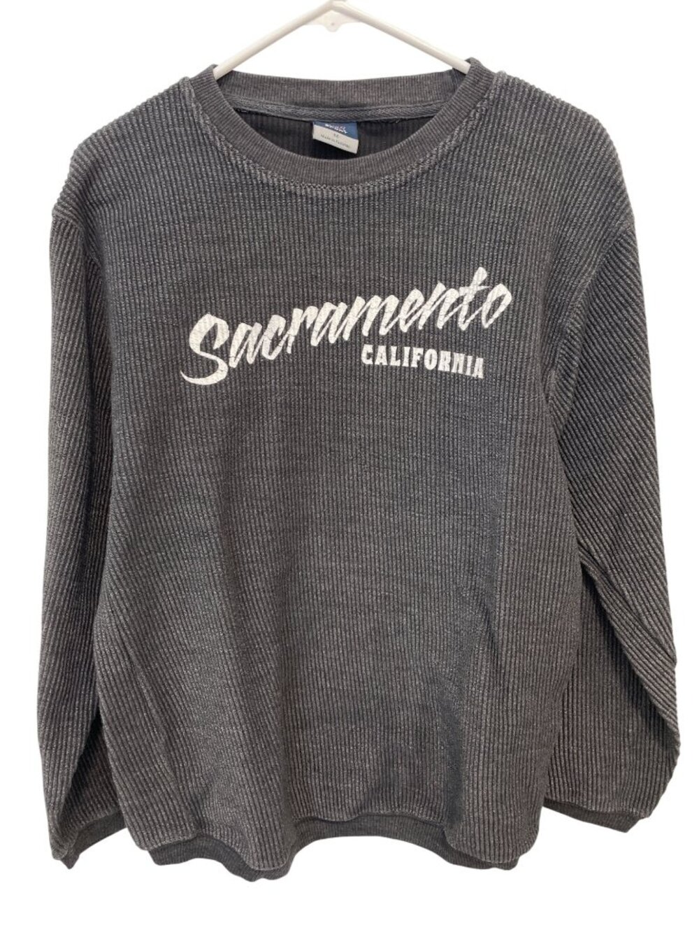 MV Sport Sweatshirt Medium Sacramento California Ribbed Crewneck Pullover Gray
